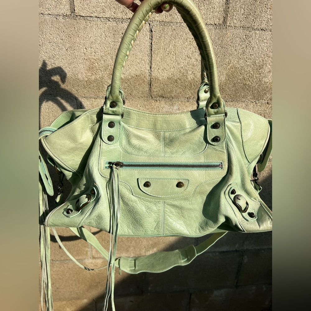 Balenciaga Part time Motorcycle Bag Mint Green Vintage